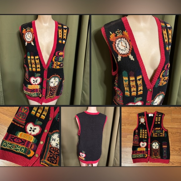 Vintage Sweaters Vintage Marisa Christina Classics Teacher Clock